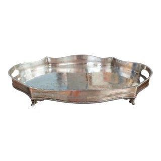 20th Century English Victorian Style Silverplate Drinks Tray With Gallery For Sale