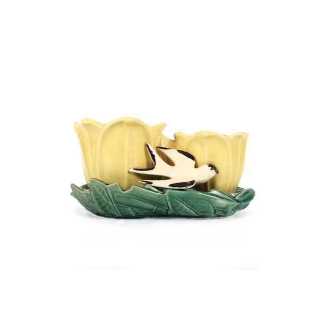 Set of 2 Vintage McCoy Planters - Birds and Tulips Double Planters For Sale - Image 9 of 14