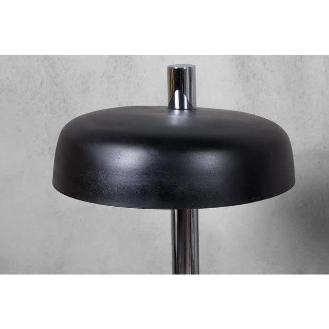 - Large table lamp with three E27 bulbs - Designed by Egon Hillebrand in Germany - Chrome base and black brushed metal...