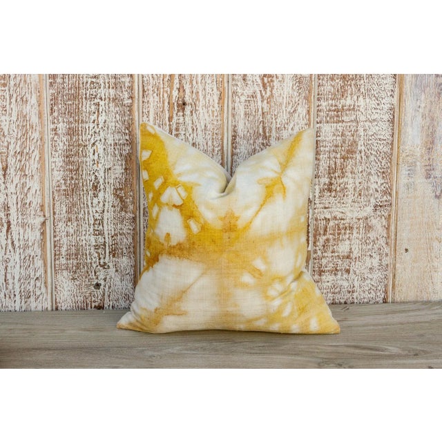 Vintage Murela Yellow Sunkissed Organic Silk Pillow For Sale - Image 10 of 10