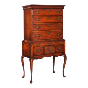 American Queen Anne Antique Sycamore Flat-Top Highboy, New England C. 1760