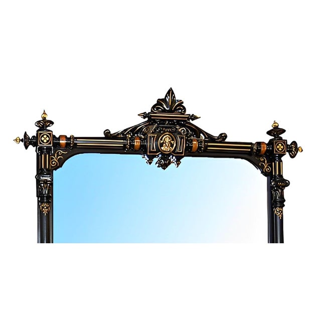 Oversized Ebonized Renaissance Revival Mirror by Herter Brothers, u.s.a. C. 1890 For Sale - Image 4 of 5