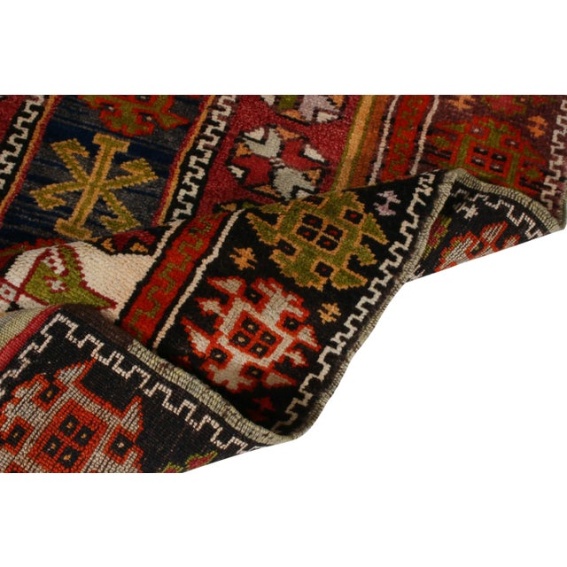 1910s Antique Anatolian Geometric Red and Blue Wool Rug For Sale - Image 5 of 6