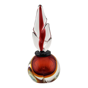 Fusion Z Chip Scarborough Ruby Shoal Art Glass Perfume Bottle Czech Flame Stopper Signed