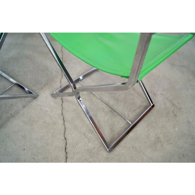 1970’s Mid-Century Modern Chrome Director’s Chairs - A Pair For Sale - Image 10 of 12