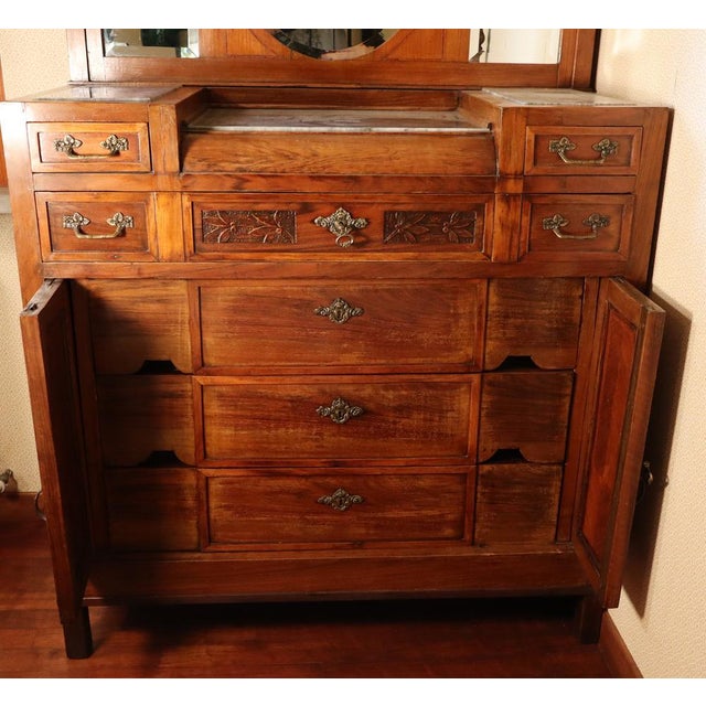 Mahogany & Marble Chest of Drawers with Mirror, 1900s For Sale - Image 13 of 18