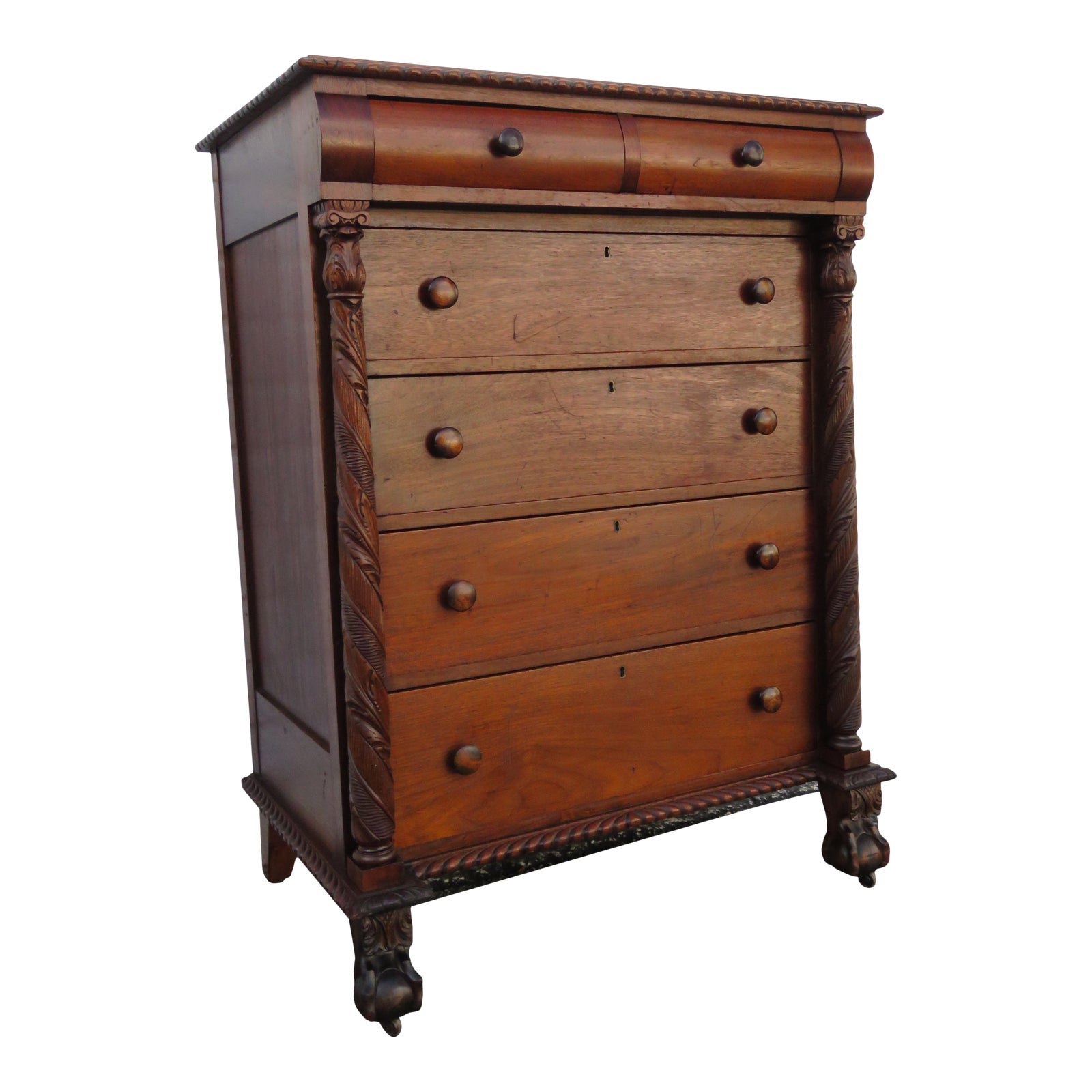 Late 1800s Empire Mahogany Tall Chest of Drawers Chairish