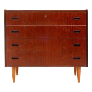Vintage Danish Mid-Century Modern Four Drawer Lowboy Dresser For Sale