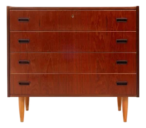 Vintage Danish Mid-Century Modern Four Drawer Lowboy Dresser