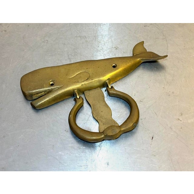 Large Brass Whale Door Knocker For Sale - Image 4 of 5