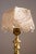 Vintage Brass Base Table Lamp with Hand Sewn Organza Friezes and Pearls Lampshade For Sale - Image 3 of 6