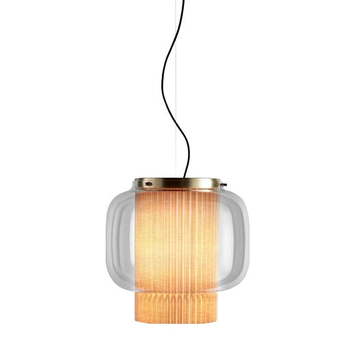 Golden Matte Beige Textile Glass Manila T GR Lamp by Sebastian Herkner For Sale