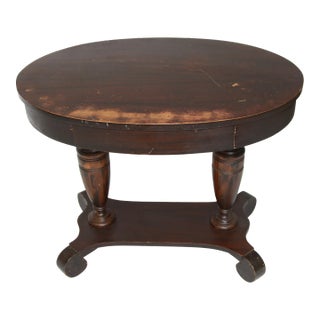 1940s Empire Wood Library Table With Drawer For Sale