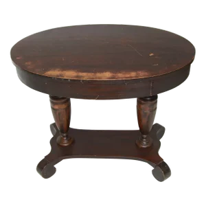1940s Empire Wood Library Table With Drawer