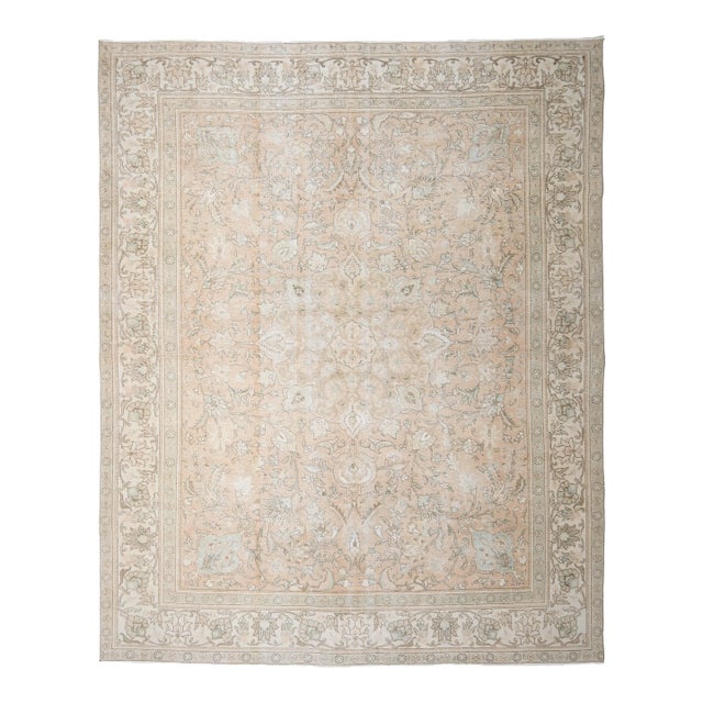 1970s Vintage Persian Handknotted Wool Orange Oversize Area Rug For Sale