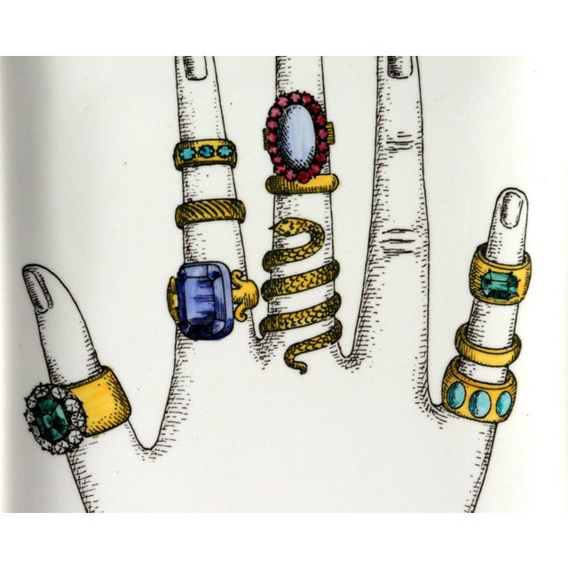 Piero Fornasetti Surrealist Sophistication: Fornasetti "Jeweled Hand" Trinket Tray For Sale - Image 4 of 7