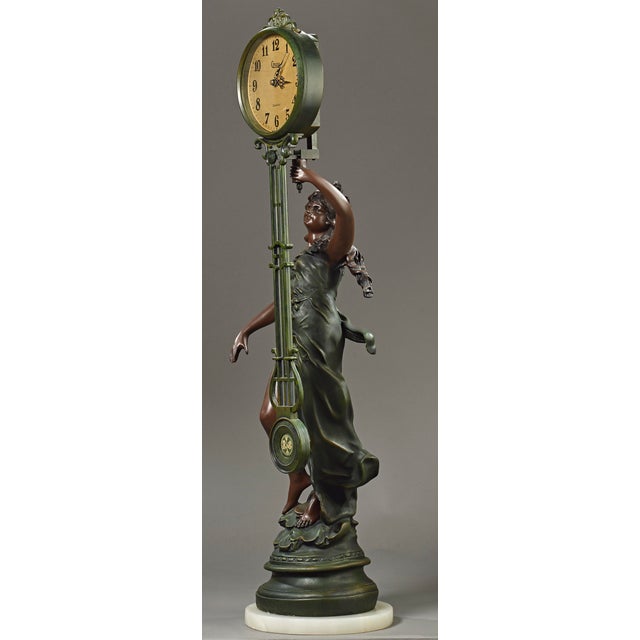 Early 20th Century Swinging Figural Clock Lady Liberty Sculpture