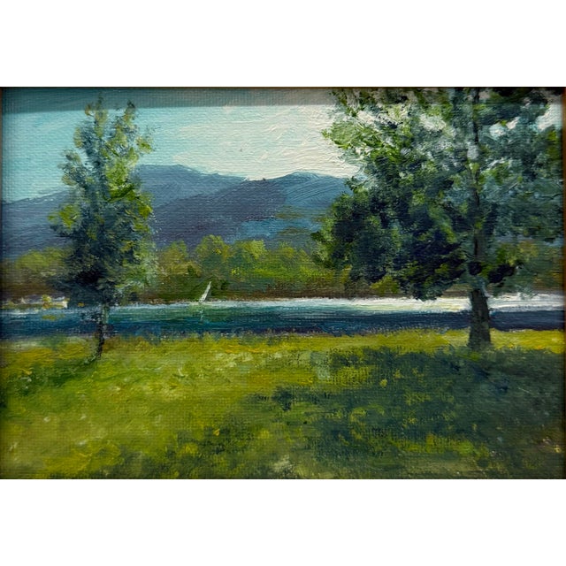 Rustic 1990s Original Oil Painting by Gary Dagnan, "Lake" For Sale - Image 3 of 9