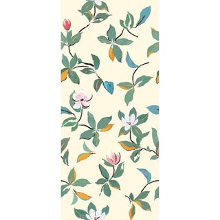 Sample - Large Scale, Magnolias Wallpaper by Paule Marrot in Cream For Sale