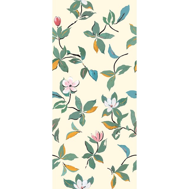 Sample - Large Scale, Magnolias Wallpaper by Paule Marrot in Cream For Sale