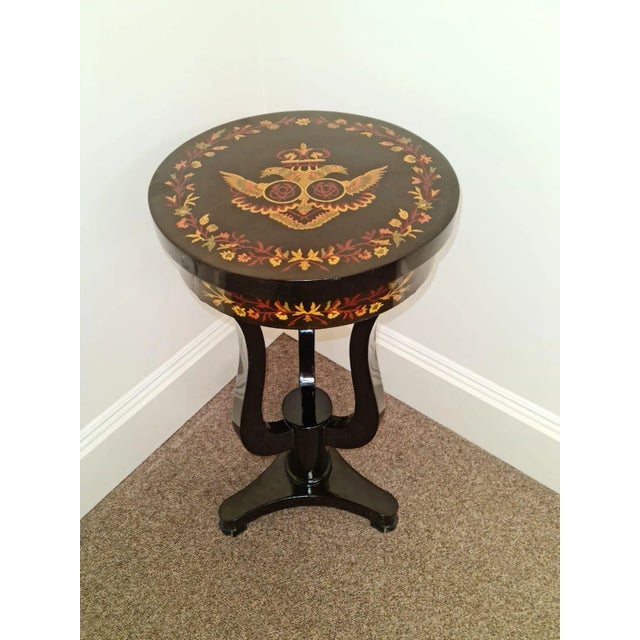 French Style Petite Coffee Table – Unique Lyre-Shaped Base For Sale In New York - Image 6 of 9