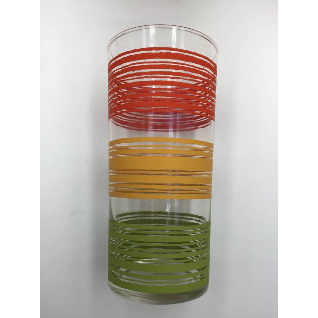 Vintage Colored Striped Cocktail Highball Bar Glasses - Set of 4 For Sale - Image 4 of 6