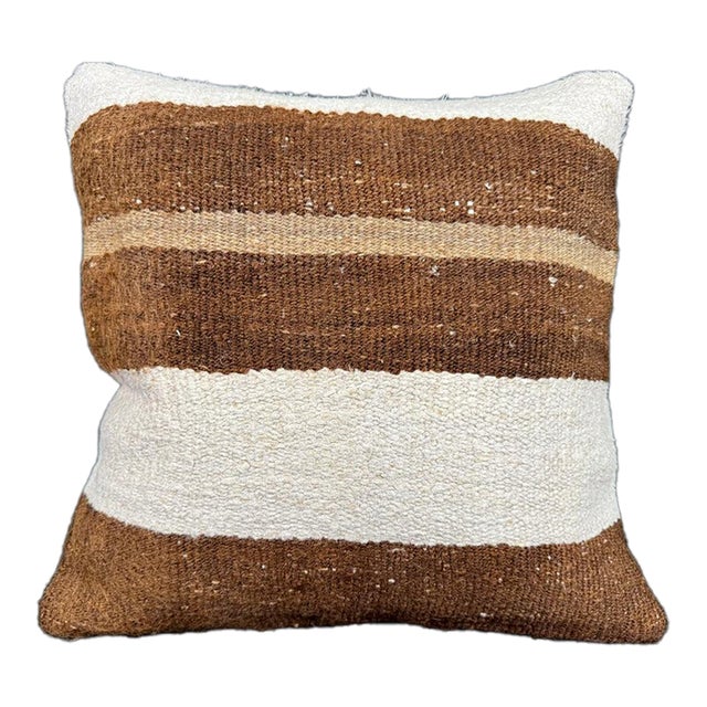 Turkish Hemp Pillow Cushion Natural Beige Brown Cushion Cover 20"x20" For Sale