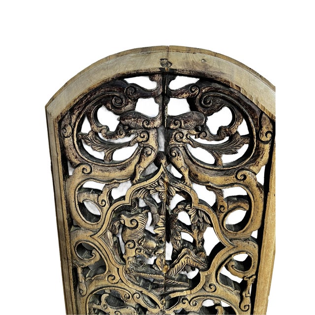 Chinese Antique Wood Panel With Carvings of Dragons For Sale - Image 3 of 6