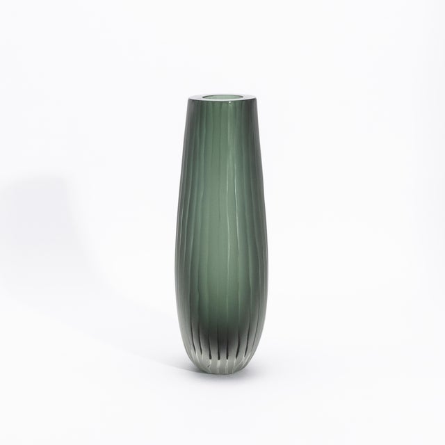 Modern Hand-Blown Murano Supreme Vase in Eucalyptus Green For Sale - Image 3 of 12
