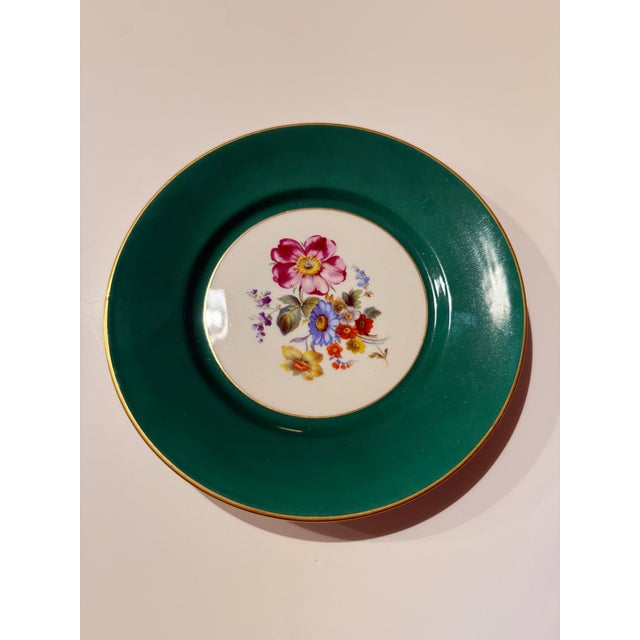 Mid 20th Century Richard Ginori Dessert or Salad Porcelain Plates With Gold Rims and Floral Design, Made in Italy - Set of 8 For Sale - Image 9 of 14