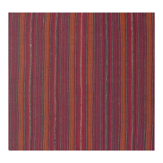 Mid-Century Modern Multicolor Stripe Turkish DecorativeKilim Flatweave Small Rug For Sale