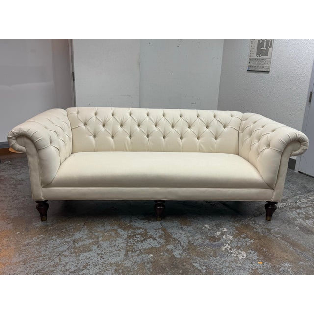 Design Plus Gallery presents a Bespoke Chesterfield Sofa. This custom sofa offers a classic Chesterfield profile with...