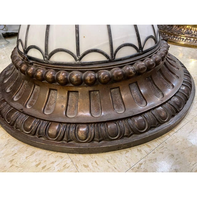 1910s 1900s Caldwell Bronze and Leaded Glass Flush Mount For Sale - Image 5 of 7