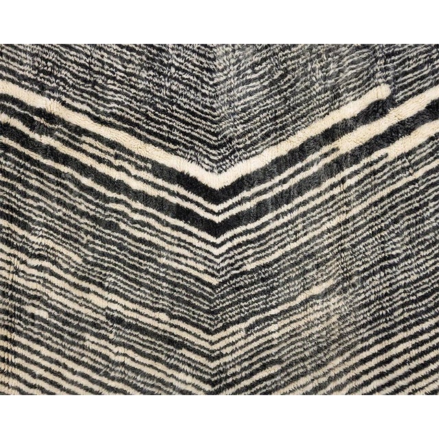 Bold Chevron Hand-Knotted Moroccan Wool Rug | 13'0" X 10'6" | One of a Kind For Sale - Image 6 of 7