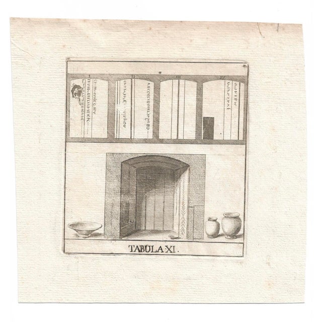 18th century engraving of a doorway. Combined shipping available, please inquire.