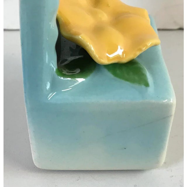 Mid 20th Century Vintage Zanesville Usa Small Planter With Flower Design For Sale - Image 5 of 9