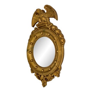 Vintage 1940s Syroco Federal Style Wood Convex/Bullseye Mirror For Sale