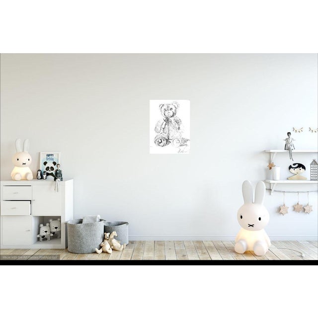 Graphite drawing of a stuffed Teddy near on French drawing paper. This drawing is presented in a plastic presentation...