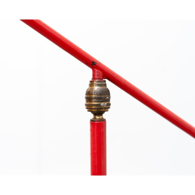 Metal Vintage Red Tripod Floor Lamp, 1950s For Sale - Image 7 of 10