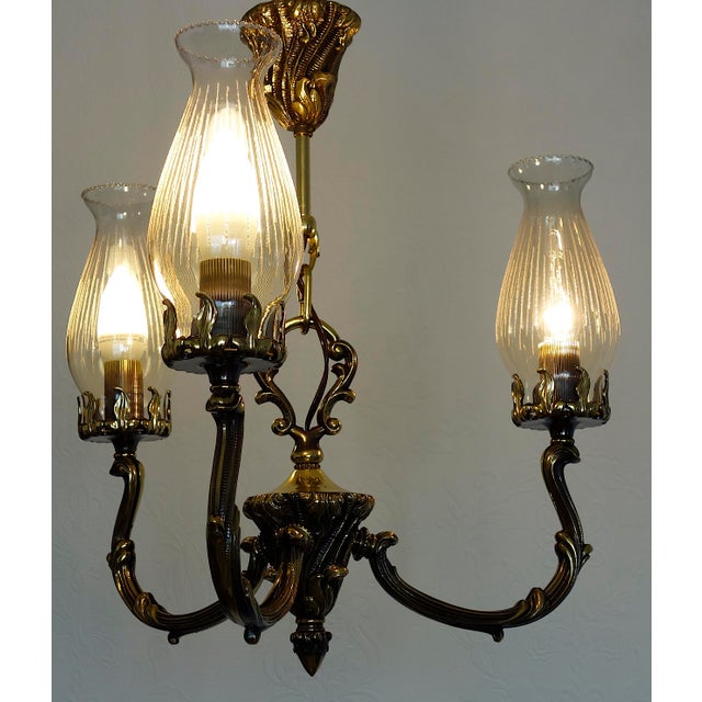 Art Deco Brass and Glass Chandelier by Bruno Chiarini, 1940s For Sale - Image 9 of 12
