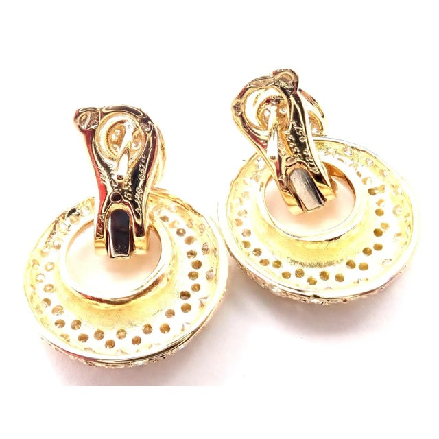 Metal Van Cleef & Arpels 18k Yellow Gold Diamond MOP Door Knocker Earrings For Sale - Image 7 of 12