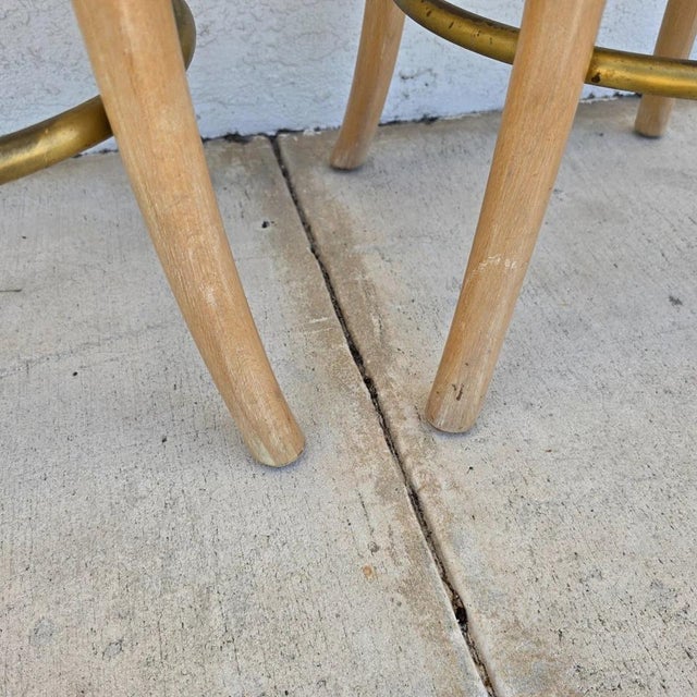 Vintage Venetian Grotto Style Carved Wood Palm Leaf Barstools Set of 2 For Sale - Image 12 of 15
