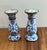 Early 21st Century Blue and White Chinoiserie Ceramic Gilded Candlesticks - Set/2 For Sale - Image 5 of 6