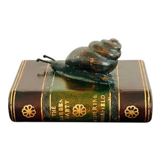 Maitland Smith Bronze Snail on Book Paper Weight For Sale