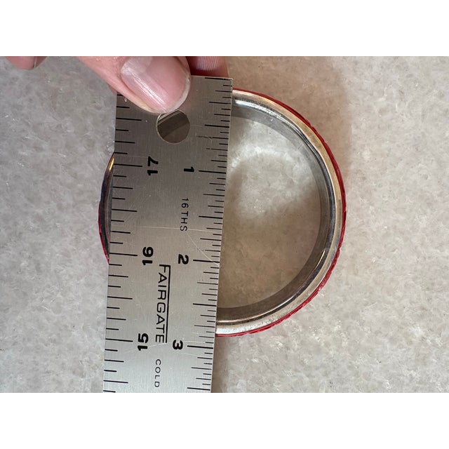 Mid 20th Century Antique, Cinnabar and Sterling Silver Bangle Bracelet For Sale - Image 5 of 6