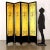 Screen with four panels in ebonized wood framing a glass sheet finished with gold leaf on one side, while on the other...