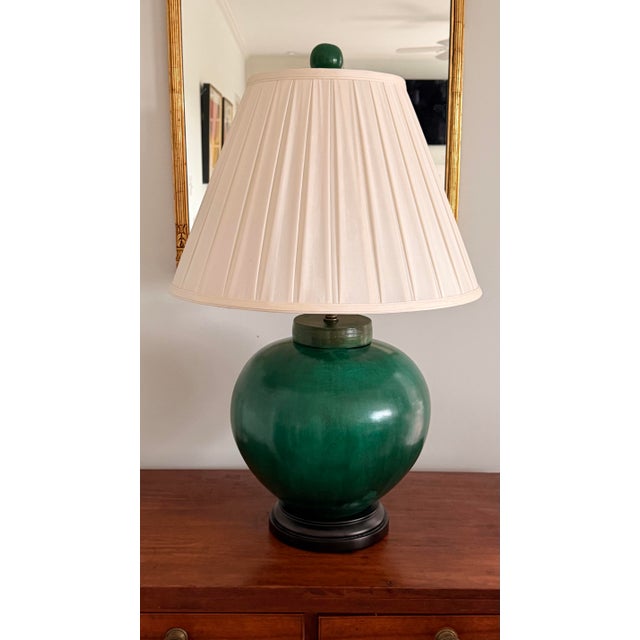 Monumental Chinese Emerald Green Porcelain Vase Table Lamp For Sale - Image 11 of 11