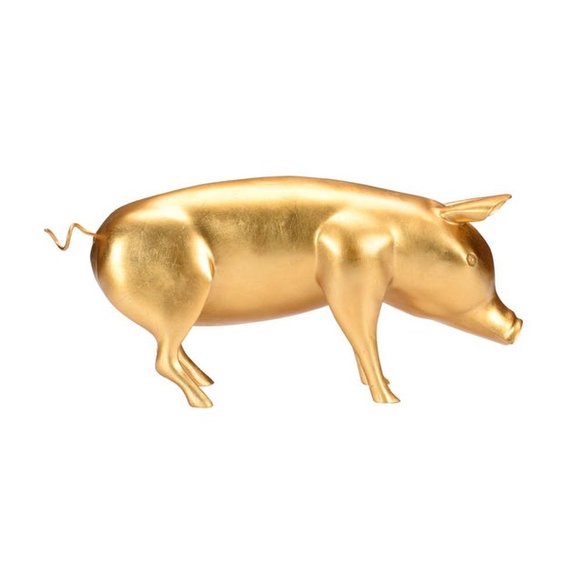 2020s Wildwood Gold Leaf Finish Piggie Accent For Sale - Image 5 of 7