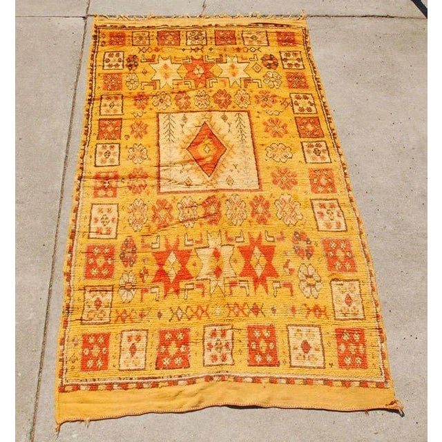 1960s authentic Moroccan vintage tribal organic wo rug, earth orange tone cors, Handwoven by the Berber women of the...