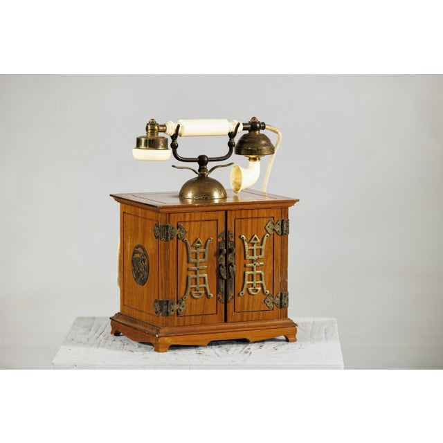 Vintage Chinese Telephone with Brass Details and French-Inspired Design For Sale - Image 4 of 18